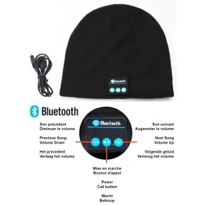 Bonnet Bluetooth noir écouteurs intégrés